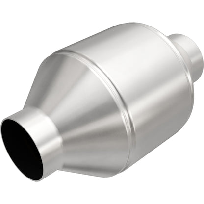 MagnaFlow Conv Univ 2.25in Inlet/Outlet Center/Center Round 3in Body L x 5in W x 8.75in Overall L - Graveyard Performance