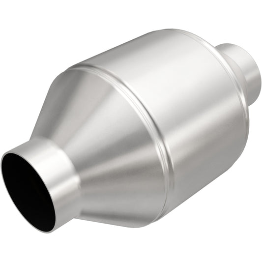 MagnaFlow Conv Univ 2.25in Inlet/Outlet Center/Center Round 3in Body L x 5in W x 8.75in Overall L - Graveyard Performance