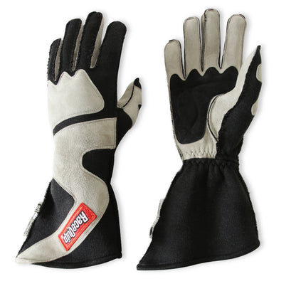 RaceQuip SFI-5 Gray/Black XL Outseam Angle Cut Glove - Graveyard Performance