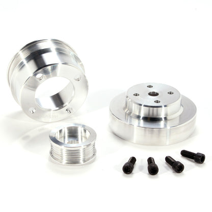 BBK 86-93 Mustang 5.0 Underdrive Pulley Kit - Lightweight CNC Billet Aluminum (3pc) - Graveyard Performance