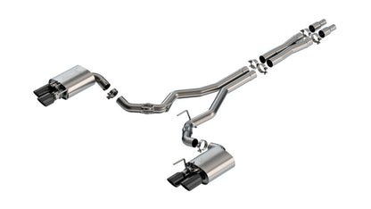 Borla 2024 Ford Mustang GT 5.0L V8 w/ Active Exhaust ATAK Cat-Back Exhaust System - Black Chrome - Graveyard Performance