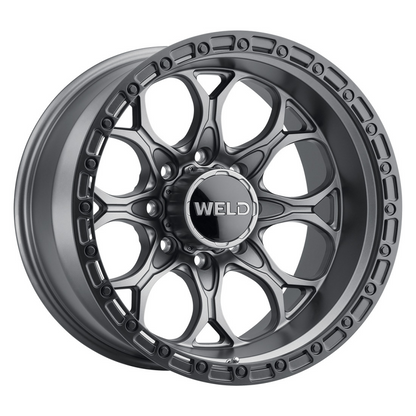 Weld Off-Road W107 20X10 Ledge 8 8X180 ET-18 BS 4.75 Satin Gun / Black Ring 124.3 - Graveyard Performance