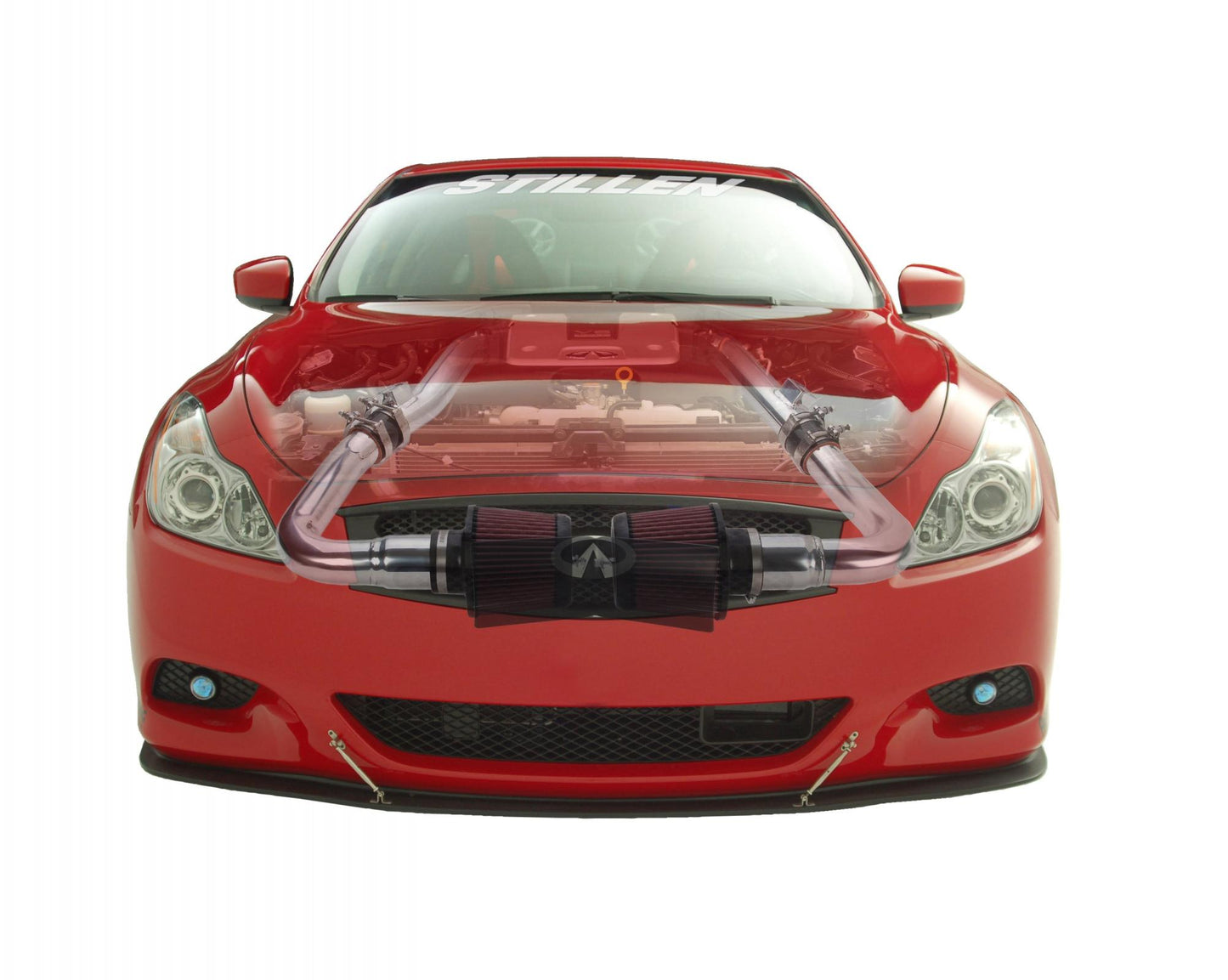 Stillen Infiniti G37/Q60 Air Intake Gen 3 Dual Ultra Long Tube w/Shield Dry Filter For 08-13 Infiniti G37 14-15 Infiniti Q60