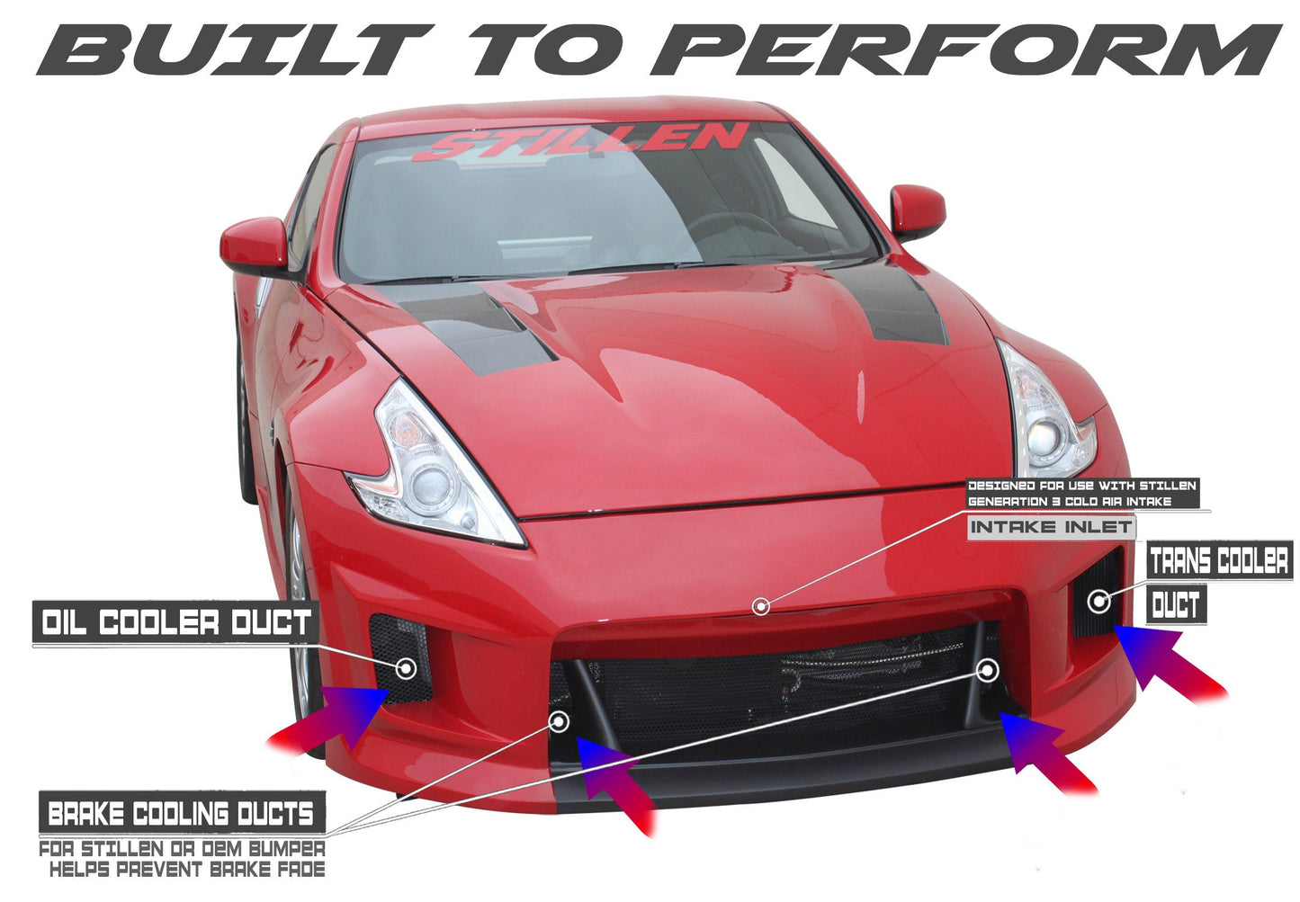 Stillen 370Z Air Intake Gen 3 Dual Hi Flow Ultra Long Tube Z34 Oil Filter for 09-20 Nissan 370Z