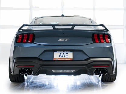 AWE 2024 Ford Mustang GT Fastback S650 RWD Track Edition Catback Exhaust w/ Quad Chrome Silver Tips - Graveyard Performance