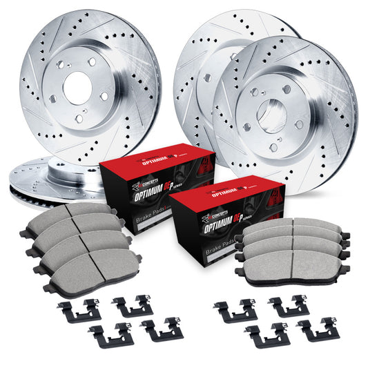 R1 18-24 Subaru WRX Front & Rear Drill/Slot Silver Rotors w/Optimum Pads