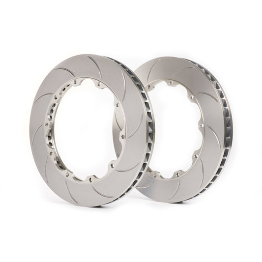 GiroDisc 2012+ Nissan GT+R (R35) DBA 390mm Slotted Front Rings (Drilled for M2012/M2014 Lugs)