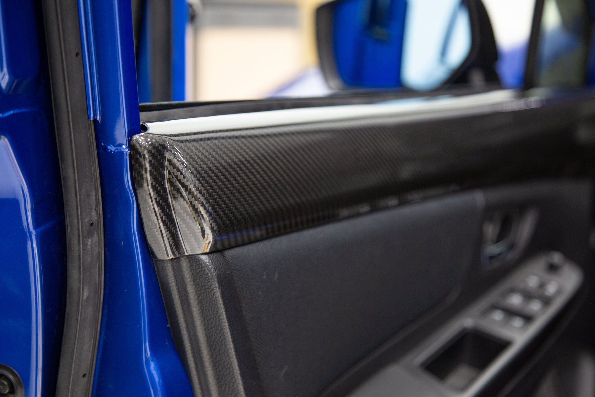 OLM LE Dry Carbon Front Door Trim Upper Panels - 2015-2021 WRX / STI - Graveyard Performance