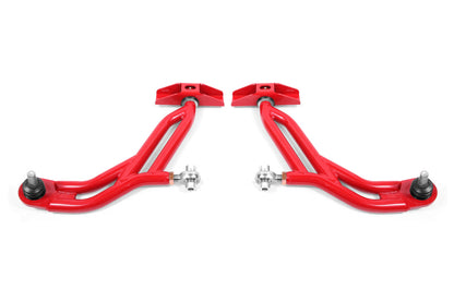 BMR 10-14 Ford Mustang Adj. Lower A-Arms w/ Delrin/Rod End / 18mm Tall Ball Joint - Red - Graveyard Performance