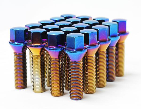 Wheel Mate Mevius Lug Bolt Set of 20 - Blue Neon 12x1.50 40mm Cone 60 DEG TAP - Graveyard Performance