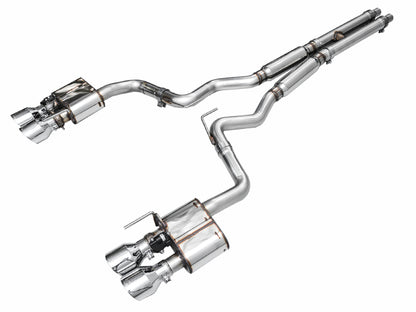 AWE 2024 Ford Mustang GT Fastback S650 RWD SwitchPath Catback Exhaust w/ Quad Chrome Silver Tips - Graveyard Performance