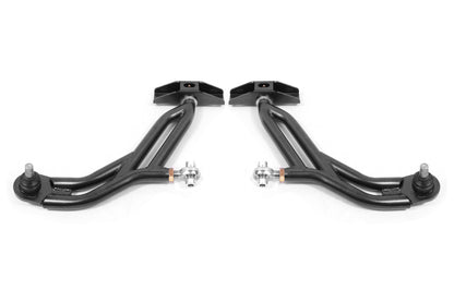 BMR 10-14 Ford Mustang Adj. Lower A-Arms w/ Delrin/Rod End / 18mm Tall Ball Joint - Black Hammertone - Graveyard Performance