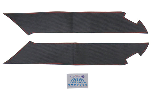 OLM Carbon Look Kick Guard Protection Set with Red Stitching - 2013-2021 Scion FR-S / Subaru BRZ / Toyota 86