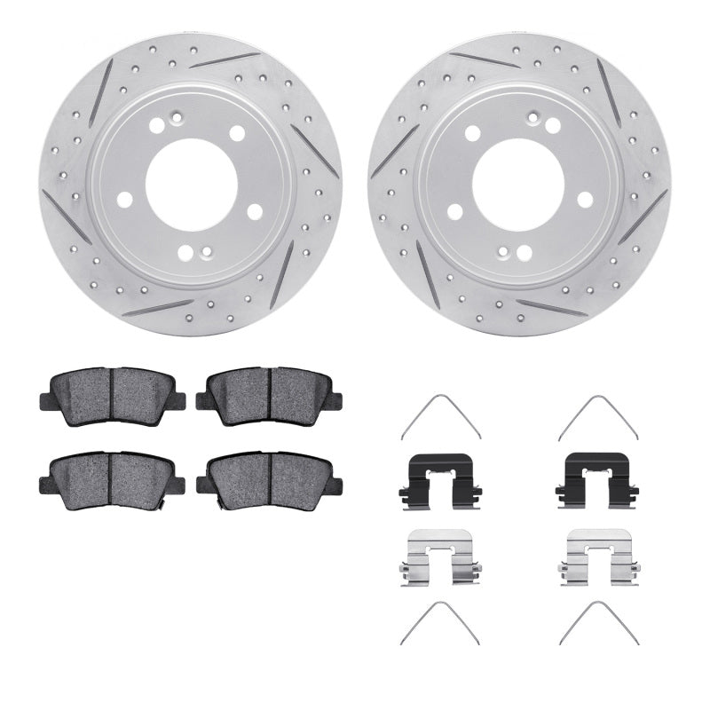 R1 12-24 Hyundai Elantra GT Rear Drill/Slot Carbon Coated Rotor Set w/Optimum Pads