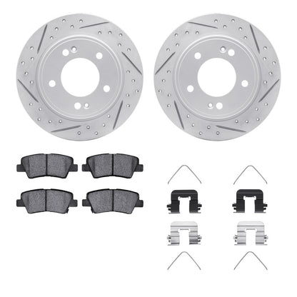 R1 12-24 Hyundai Elantra GT Rear Drill/Slot Carbon Coated Rotor Set w/Optimum Pads