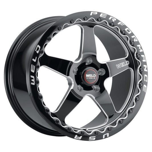 Weld S904 18x12 Ventura Beadlock 5x120 ET52 BS8.55 Gloss BLK MIL DIA 78.1