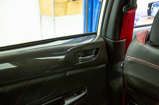 OLM LE Dry Carbon Fiber Rear Door Trim Upper Panels - 2015-2021 Subaru WRX / STI - Graveyard Performance