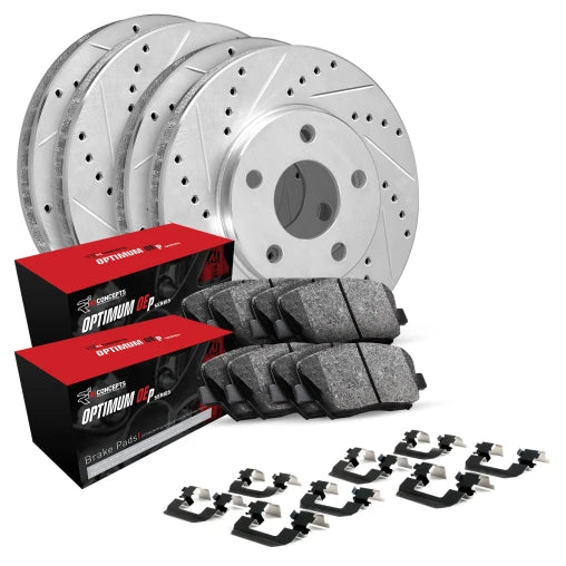 2015-2021 Subaru WRX R1 Concepts Front & Rear Slotted & Drilled Brake Rotors & Pad Kit