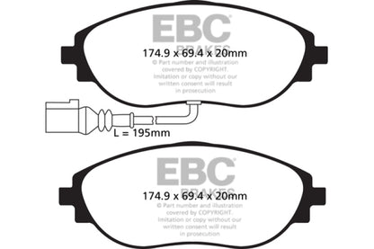 EBC 12+ Volkswagen CC 3.6 Ultimax2 Front Brake Pads - Graveyard Performance
