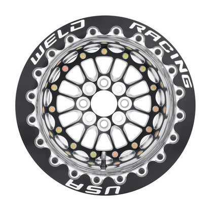 Weld Tuner Import Drag 13x11 / 4x100mm BP / 4.5in. BS Black Center Black Double Beadlock M/T Wheel - Graveyard Performance