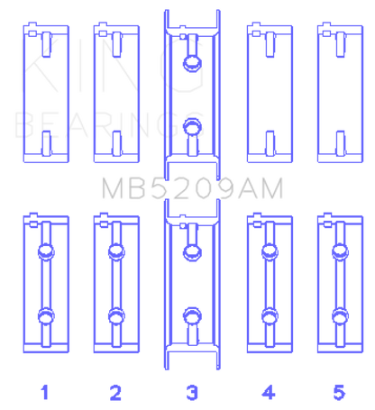 King Engine Bearings Mitsubishi 4G63/64/DOHC (Size +0.50mm) Main Bearing Set - Graveyard Performance
