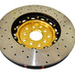 DBA 04-07 STi/2017 BRZ w/Perf. Pkg. 10 Hole Front Drilled/Slotted 5000 Series 2 Pc Rotor w/Gold Hat