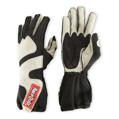 RaceQuip SFI-5 Gray/Black Small Outseam w/ Closure Glove - Graveyard Performance