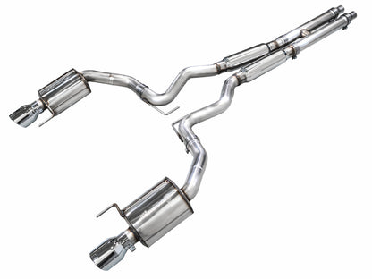 AWE 2024 Ford Mustang GT Fastback S650 RWD Touring Catback Exhaust w/ Dual Chrome Silver Tips - Graveyard Performance