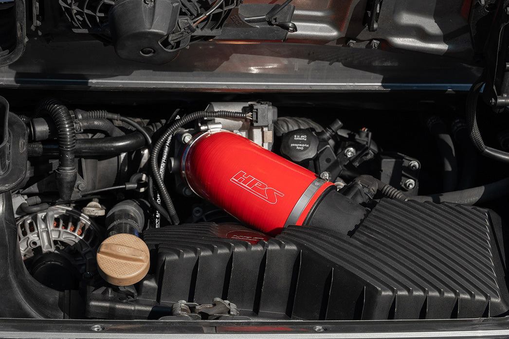 HPS Performance High Temp Reinforced Silicone Air Intake Hose Kit, Red, 57-2077-RED