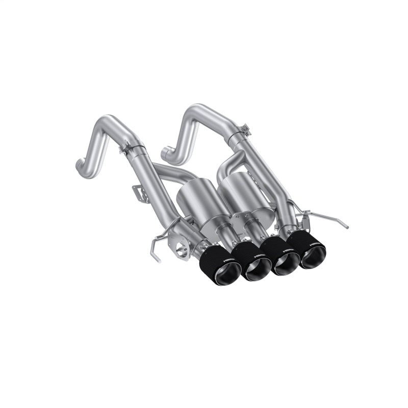 MBRP 14-19 Corvette 6.2L (NPP Models Only) T304SS 3in Cat-Back Dual Split w/ Quad Carbon Fiber Tips - Graveyard Performance