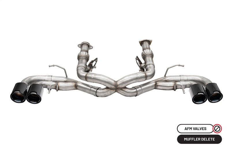 Corsa 2020-2025 Chevrolet Corvette C8 RWD 3in Track Cat-Back Delete Exhaust w/4.5in CF Black PVDTips - Graveyard Performance