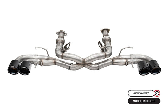 Corsa 2020-2025 Chevrolet Corvette C8 RWD 3in Track Cat-Back Delete Exhaust w/4.5in CF Black PVDTips - Graveyard Performance