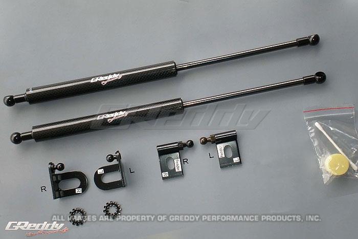GReddy 08-11 Mitsubishi Evo X CZ4A Engine Hood Lifter Kit (Designed for OEM weight hoods.) - Graveyard Performance