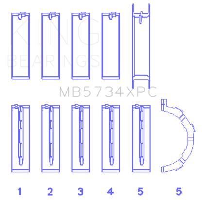 King Engine Bearings Ford 302 Cid Coyote (Size +0.25mm) Main Bearing Set - Graveyard Performance