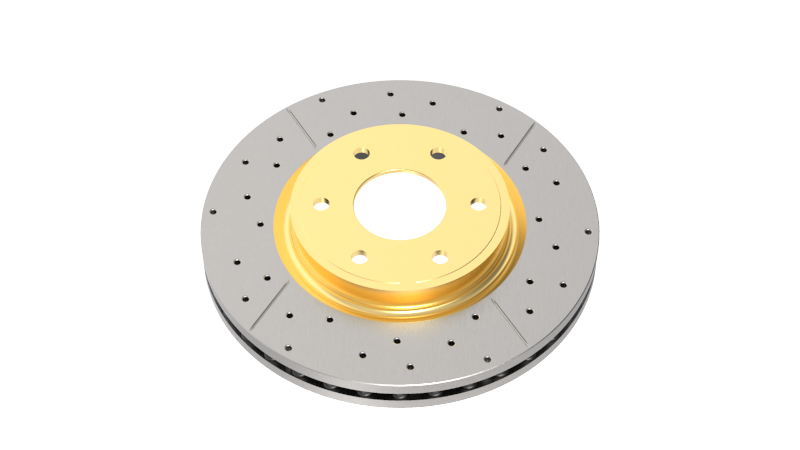 DBA 05-14 Ford Mustang GT Front Street Series Drilled & Slotted Rotor w/Gold Hat - Graveyard Performance