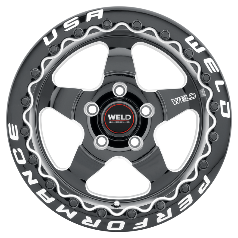 Weld S904 18x10 Ventura Drag Beadlock 5x114.3 ET29 6.64 BS 78.1 Dia Gloss Black Milled - Diamond Lip - Graveyard Performance