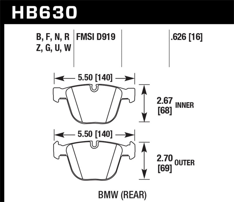 Hawk 04-10 BMW 535i/545i/550i / 04-10 645Ci/650i /02-09 745i/745Li/750 HPS 5.0 Street Brake Pads - Graveyard Performance