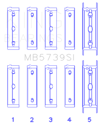 King Engine Bearings Subaru EJ20/EJ22/EJ25 Bi-Metal Silicon Aluminum Main Bearing Set - Size +.002mm - Graveyard Performance