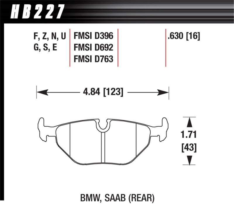 Hawk 1992-1998 BMW 318i HPS 5.0 Rear Brake Pads - Graveyard Performance