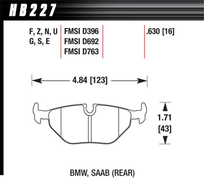 Hawk 95-99 BMW M3 E36 Performance Ceramic Street Rear Brake Pads - Graveyard Performance