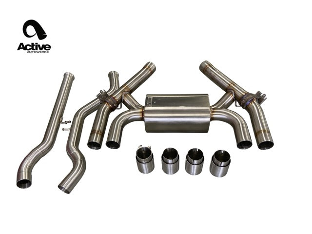 F87 M2C Valved Rear Axle-back Exhaust w matte black tips - Graveyard Performance