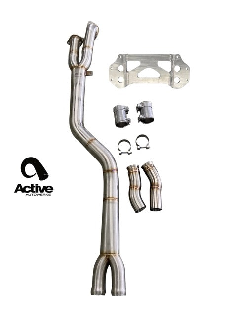 Active Autowerke G87 M2 Signature single mid-pipe with G87-brace w resonator - Graveyard Performance