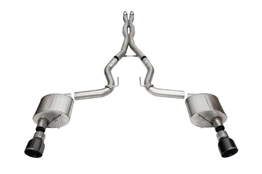 Corsa 24+ Ford Mustang GT Xtreme Cat-Back Ex. Sys. 3.0in Dual Rear Exit w/4.5in Black PVD Pro Tips