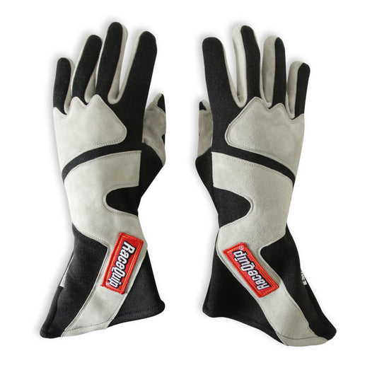 RaceQuip SFI-5 Gray/Black Large Long Angle Cut Glove
