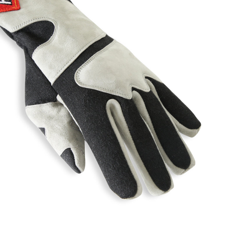 RaceQuip SFI-5 Gray/Black Medium Long Angle Cut Glove - Graveyard Performance