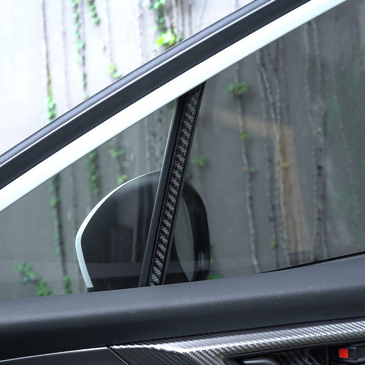 JDMuscle [22-25 WRX] P&S Series Carbon Fiber Interior Window Trim Covers 4 PC | Black Carbon Fiber/ Red Carbon Fiber