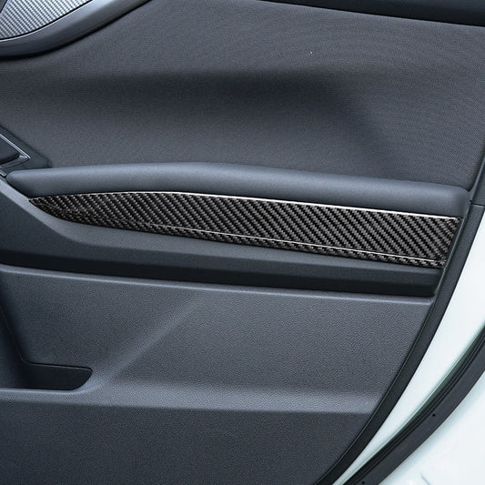 JDMuscle [22-25 WRX] P&S Series Carbon Fiber Interior Door Upper Panel Accent Covers 8 PC | Black Carbon Fiber/ Red Carbon Fiber