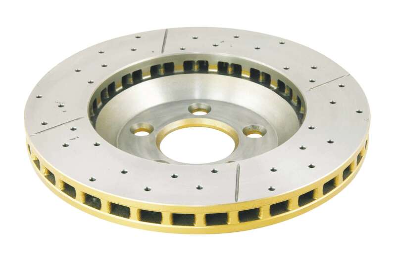 DBA 05-14 Ford Mustang GT Front Street Series Drilled & Slotted Rotor w/Gold Hat - Graveyard Performance