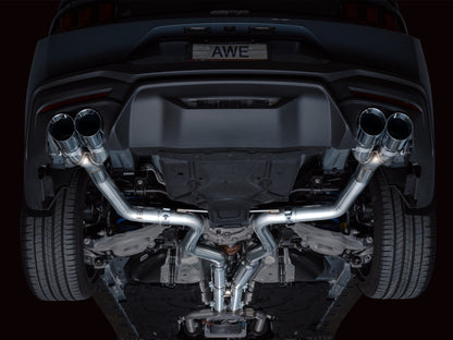 AWE 2024 Ford Mustang GT Fastback S650 RWD Track Edition Catback Exhaust w/ Quad Chrome Silver Tips - Graveyard Performance