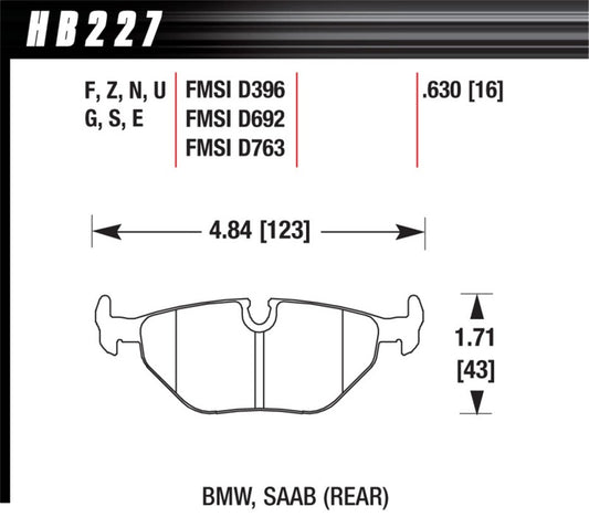 Hawk BMW 3/5/7 Series / M3 / Z3 / Z4  Race Blue 9012 Rear Brake Pads - Graveyard Performance